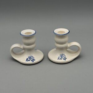 Set Of 2 Pfaltzgraff Yorktowne Pattern 3.75" Stoneware Candle Stick Holders